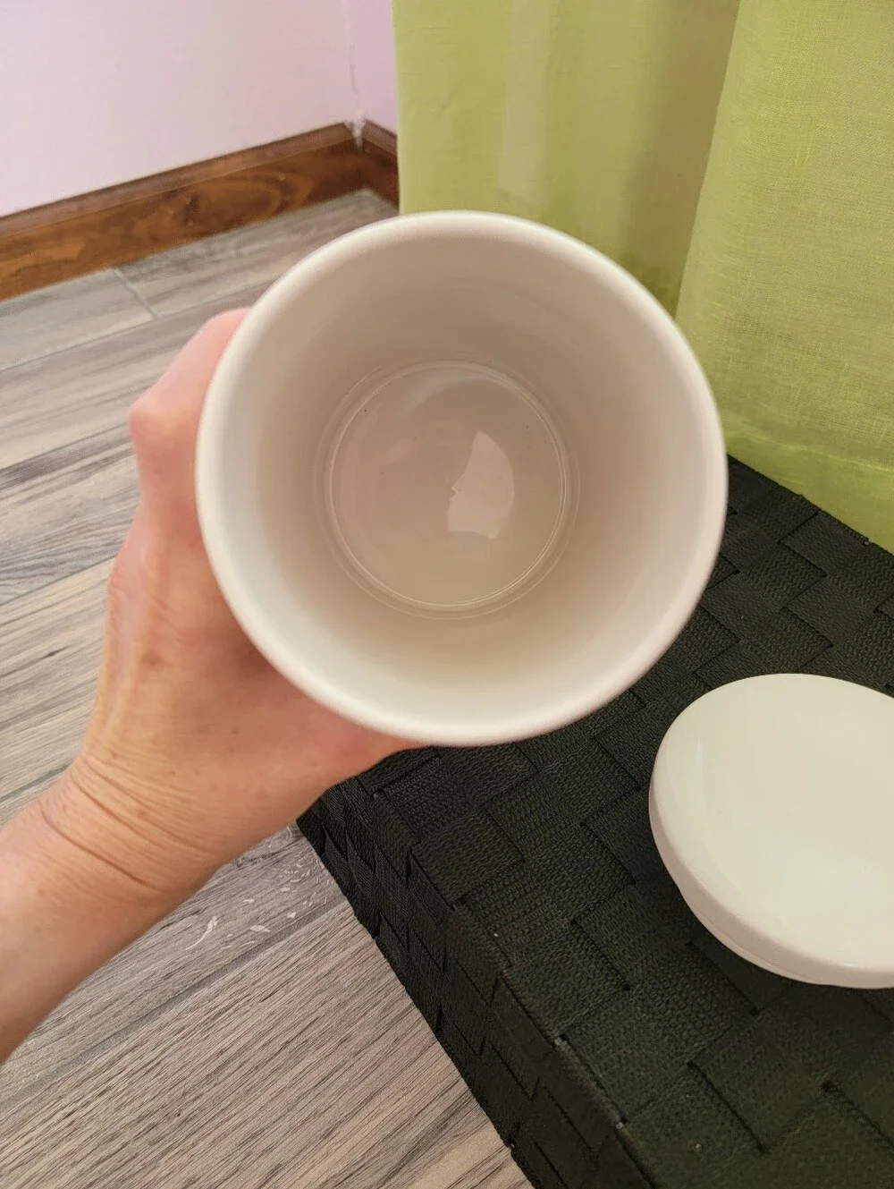 White Ceramic Canister with Taupe Mickey Silhouette